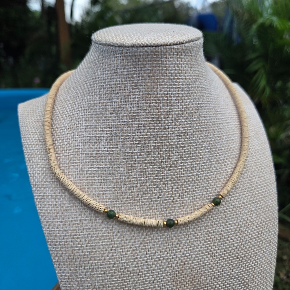 VTG OLD PAWN HEISHI SHELL ROUND DISC BEAD JADE COLLAR NECKLACE